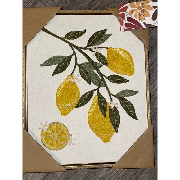 New BP Home Textile Embroidery LEMONS Wall Art Decor 15\
